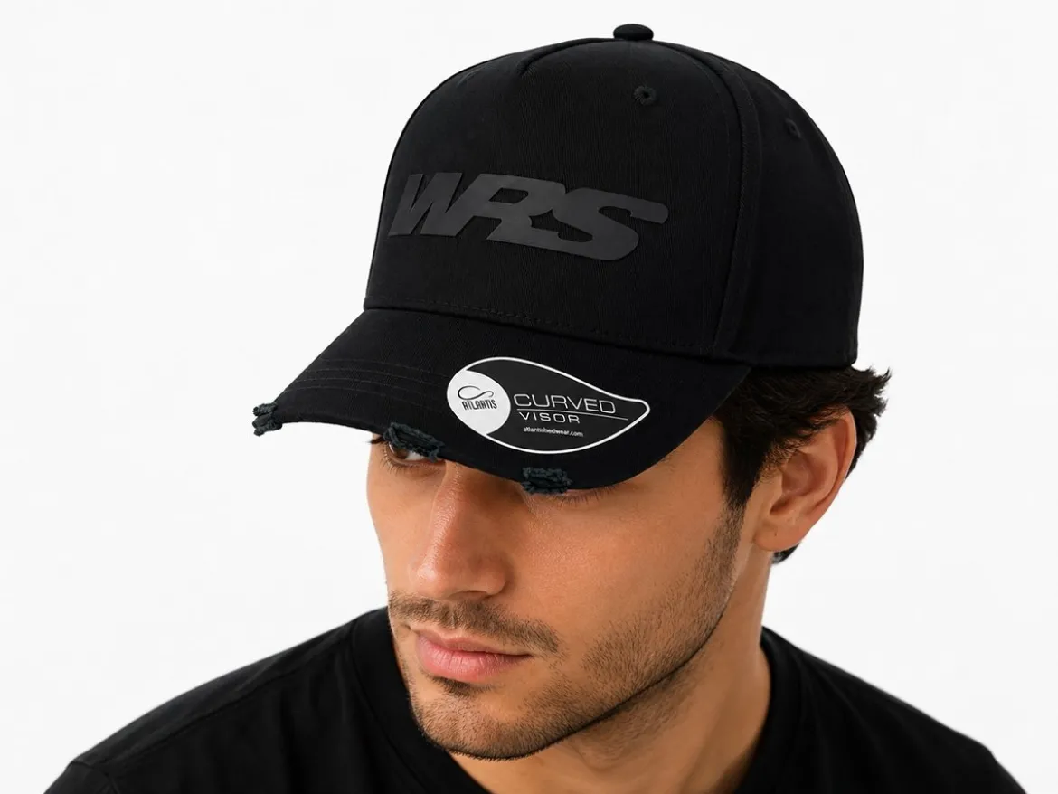 CAPPELLINO CON VISIERA ORIGINALE WRS NERO EFFETTO STRAPPATO