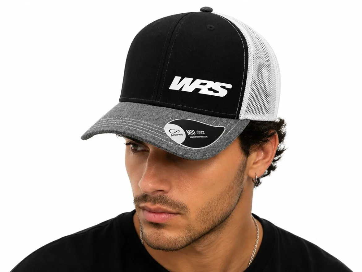 CAPPELLINO CON VISIERA ORIGINALE WRS GRIGIO MELANGE NERO E BIANCO