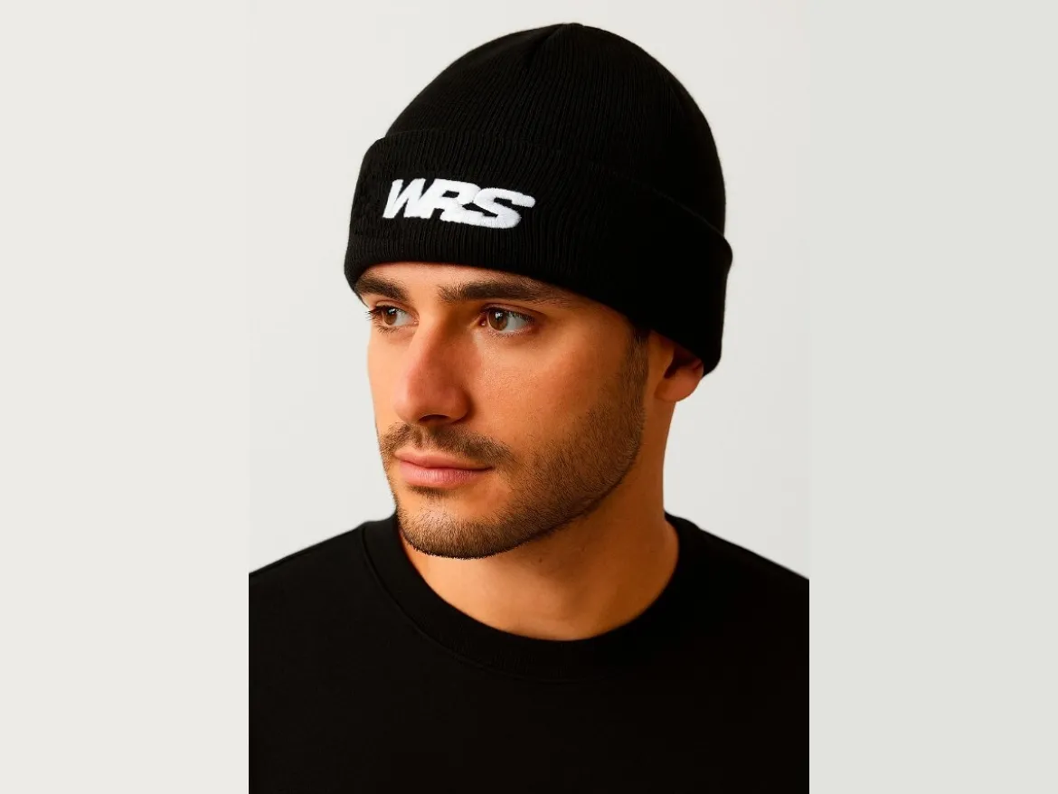 CAPPELLO INVERNALE NERO CON LOGO RICAMATO ORIGINALE WRS