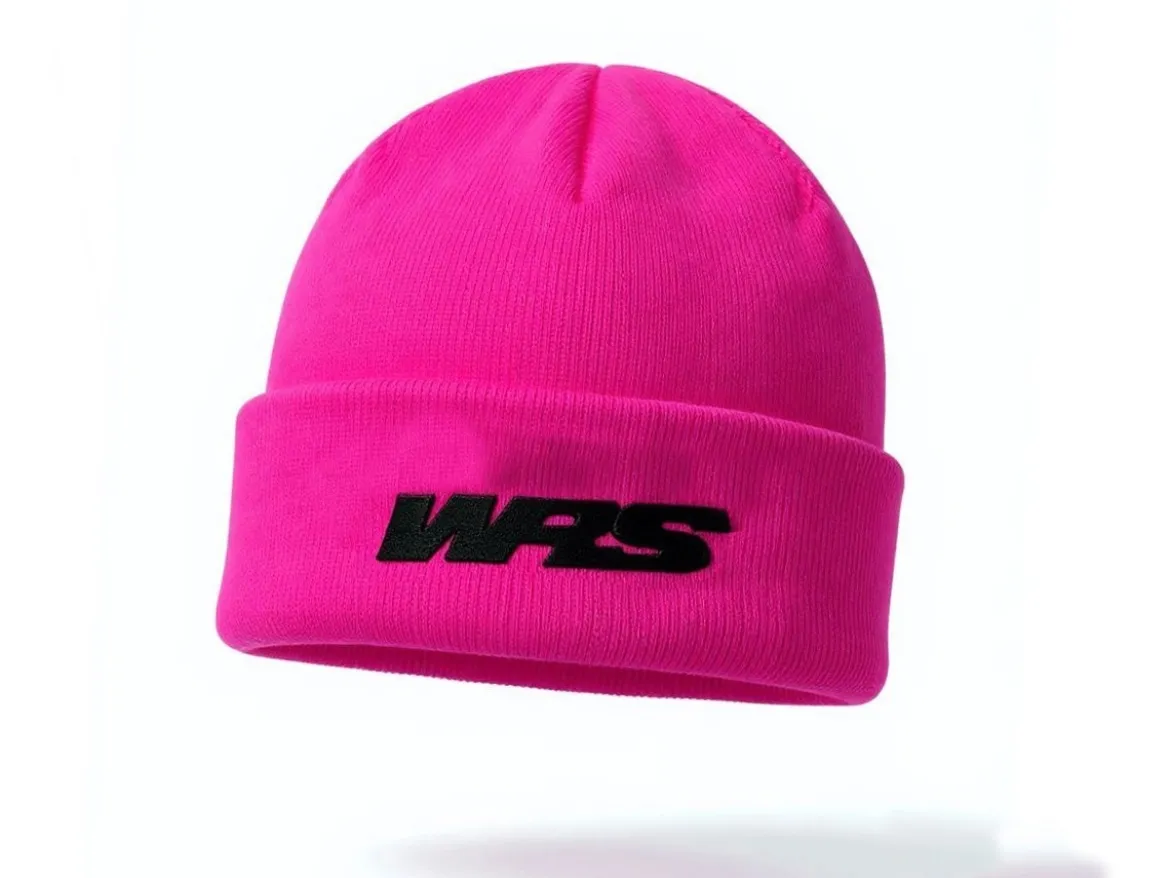 CAPPELLO INVERNALE ROSA FLUO CON LOGO RICAMATO ORIGINALE WRS