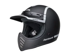 CASCO BELL MOTO-3 FASTHOUSE OLD ROAD NERO/BIANCO OPACO/LUCIDO