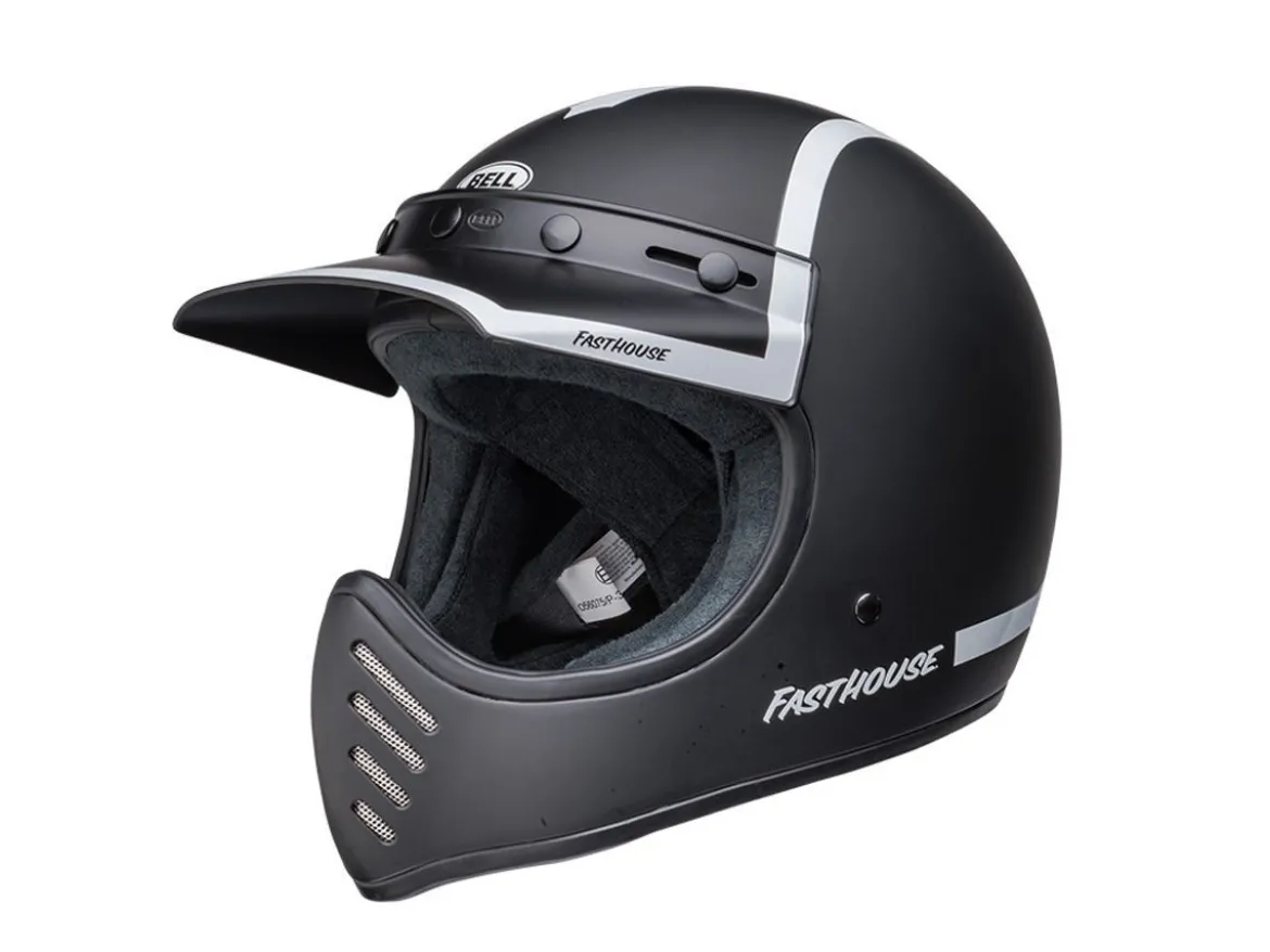 CASCO BELL MOTO-3 FASTHOUSE OLD ROAD NERO/BIANCO OPACO/LUCIDO