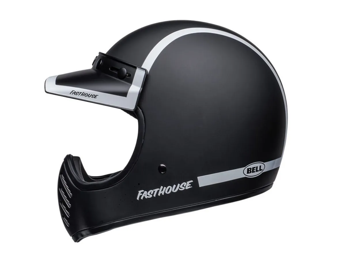 CASCO BELL MOTO-3 FASTHOUSE OLD ROAD NERO/BIANCO OPACO/LUCIDO