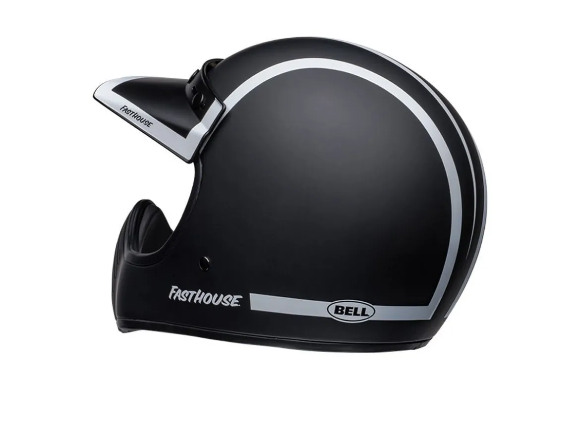 CASCO BELL MOTO-3 FASTHOUSE OLD ROAD NERO/BIANCO OPACO/LUCIDO