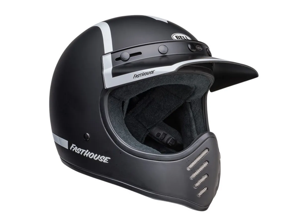 CASCO BELL MOTO-3 FASTHOUSE OLD ROAD NERO/BIANCO OPACO/LUCIDO