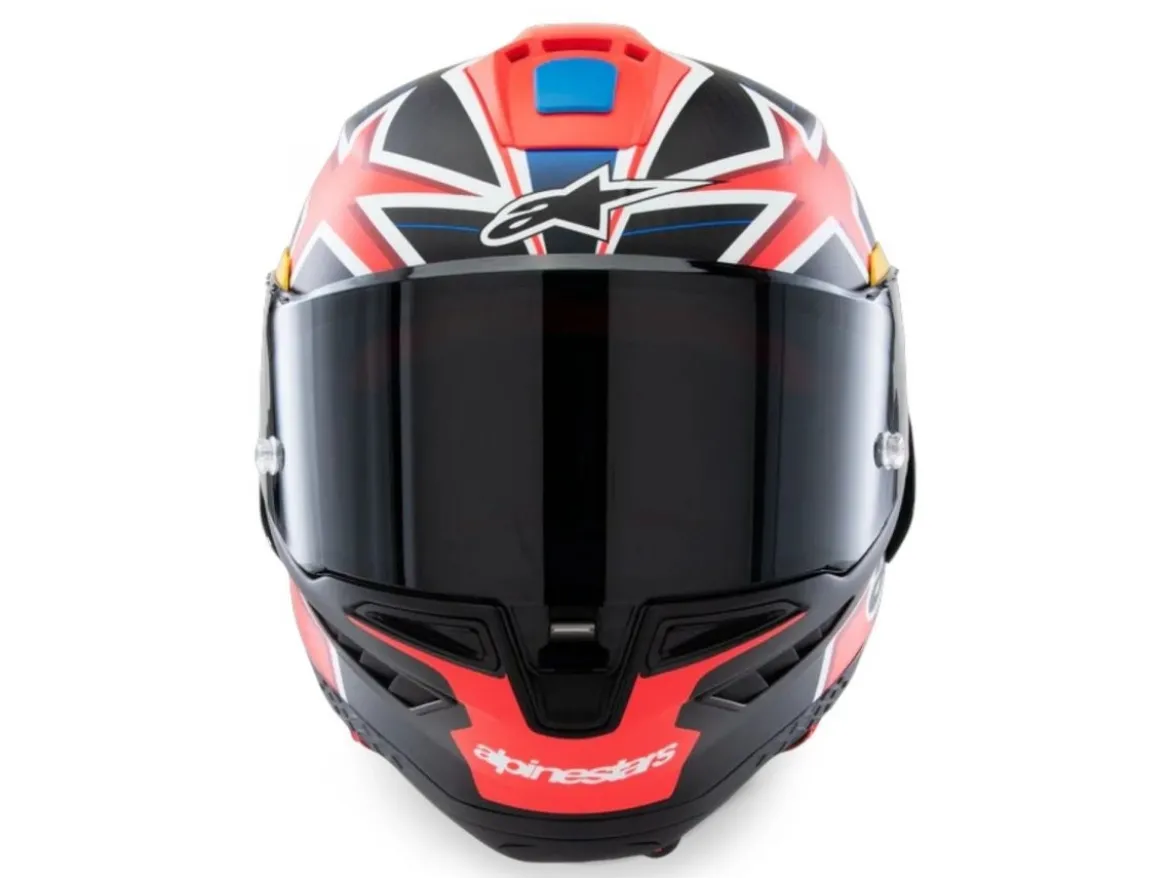 CASCO INTEGRALE ALPINESTARS SUPERTECH R10 MILLER LIMITED EDITION NERO CARBON-ROSSO FLUO-BLU SCURO OPACO