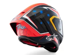 CASCO INTEGRALE ALPINESTARS SUPERTECH R10 MILLER LIMITED EDITION NERO CARBON-ROSSO FLUO-BLU SCURO OPACO