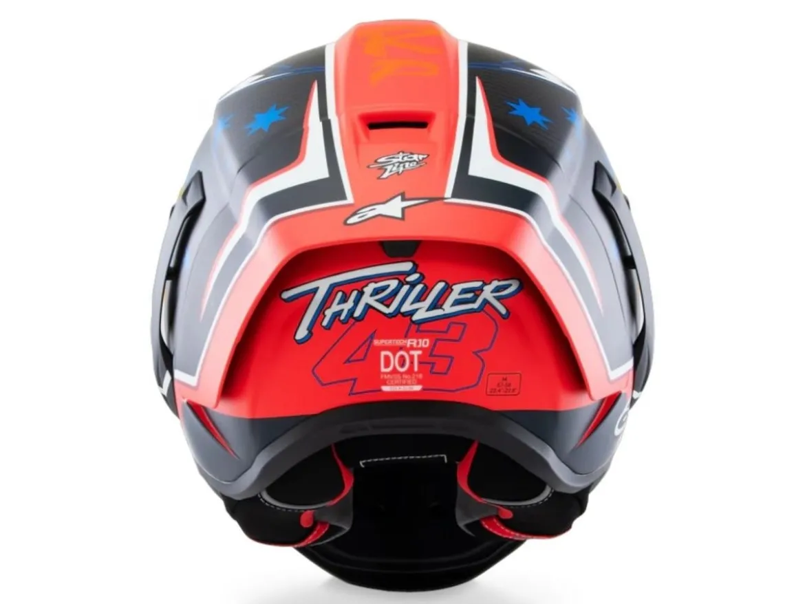 CASCO INTEGRALE ALPINESTARS SUPERTECH R10 MILLER LIMITED EDITION NERO CARBON-ROSSO FLUO-BLU SCURO OPACO