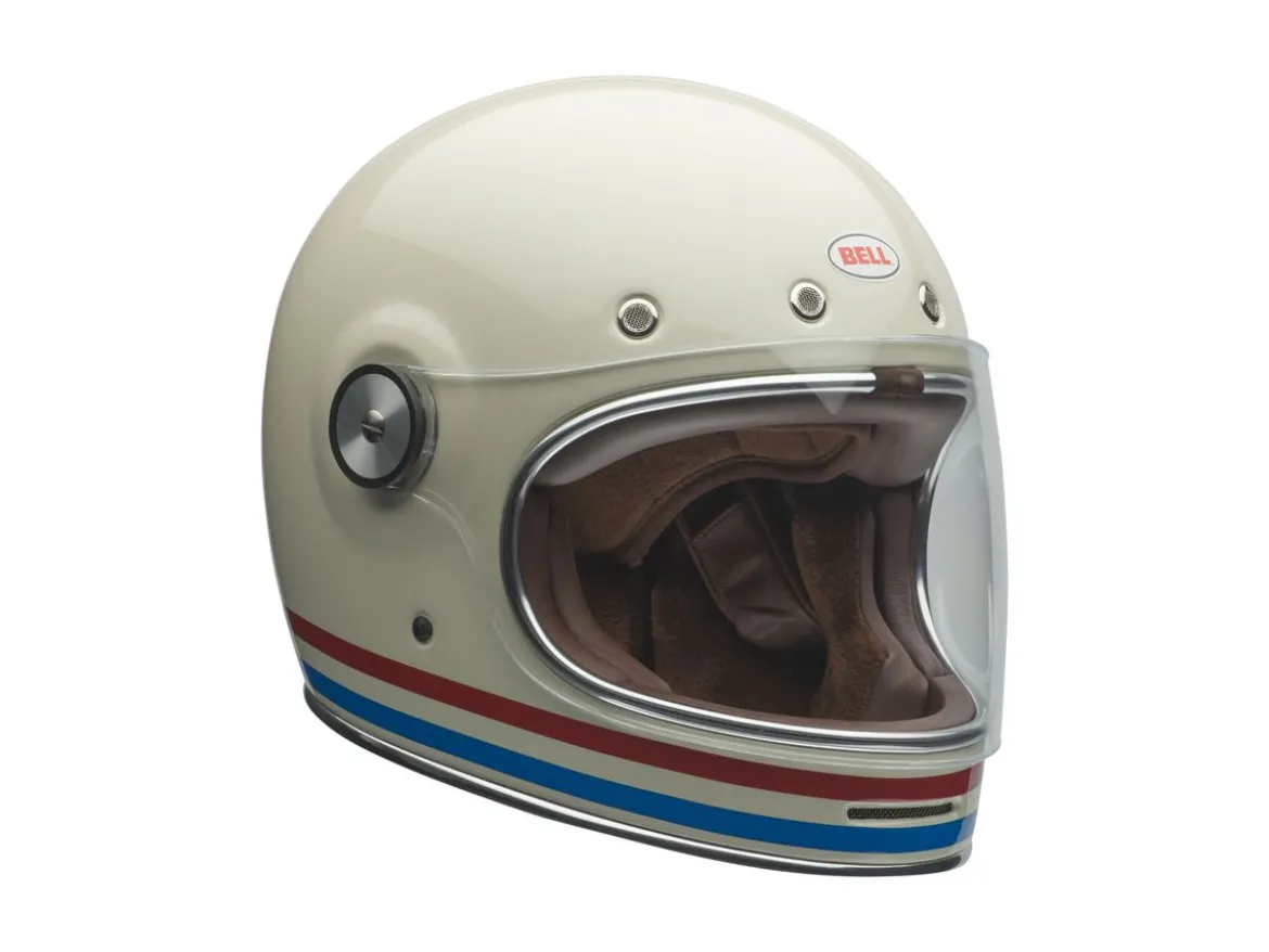 CASCO INTEGRALE BELL BULLITT STRIPES BIANCO ROSSO BLU LUCIDO