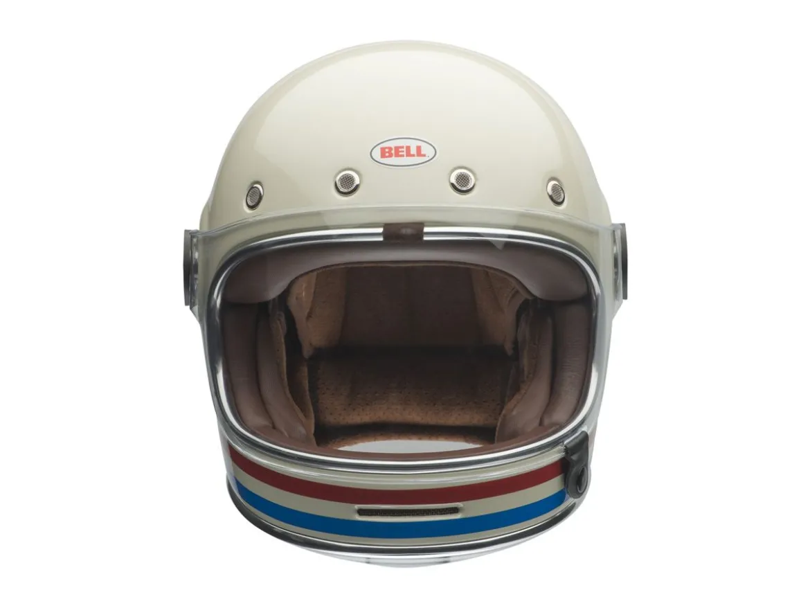 CASCO INTEGRALE BELL BULLITT STRIPES BIANCO ROSSO BLU LUCIDO