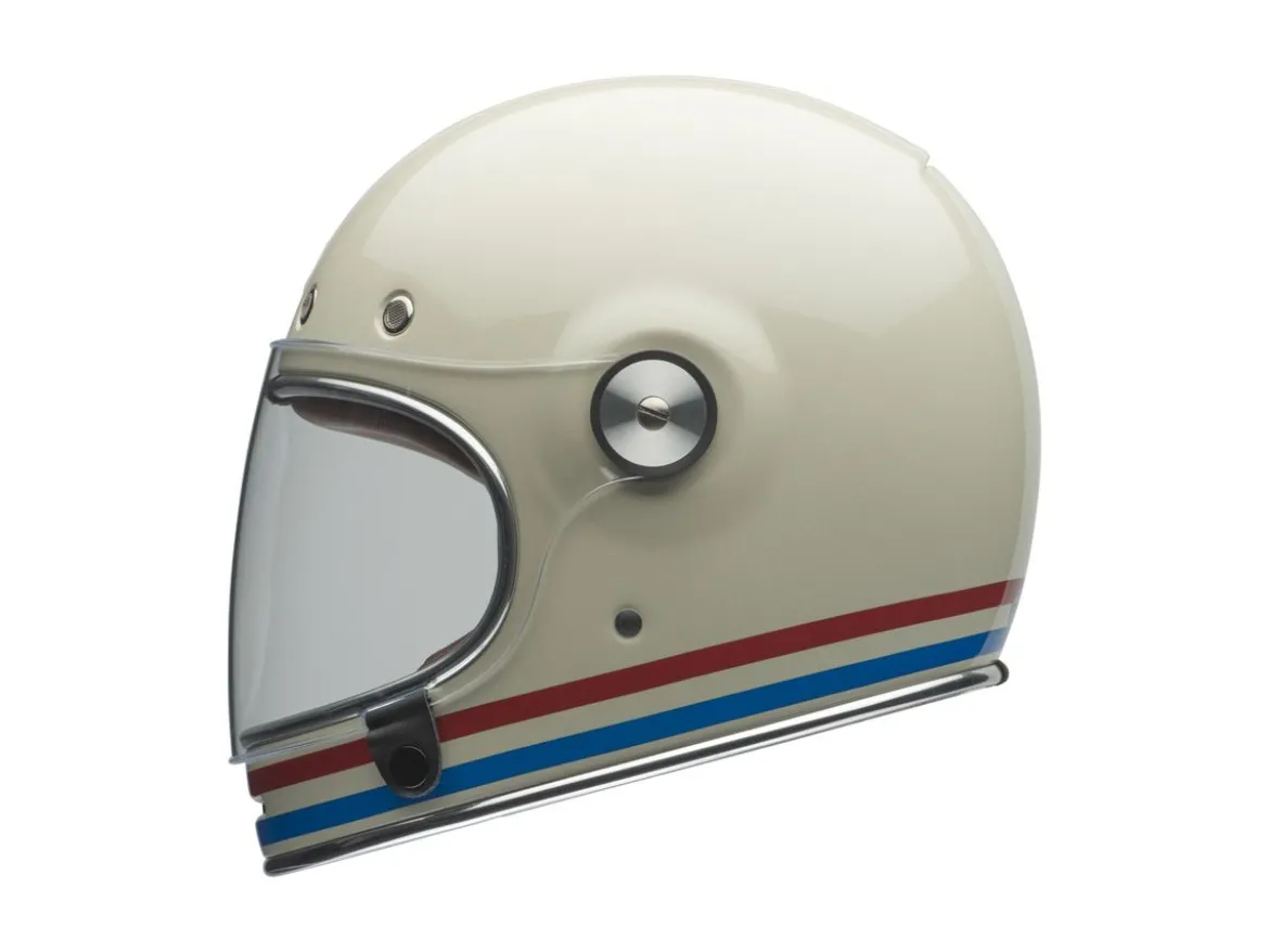 CASCO INTEGRALE BELL BULLITT STRIPES BIANCO ROSSO BLU LUCIDO