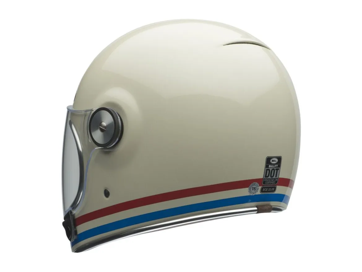 CASCO INTEGRALE BELL BULLITT STRIPES BIANCO ROSSO BLU LUCIDO