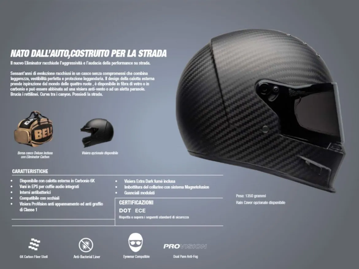 CASCO INTEGRALE BELL ELIMINATOR CARBON NERO OPACO