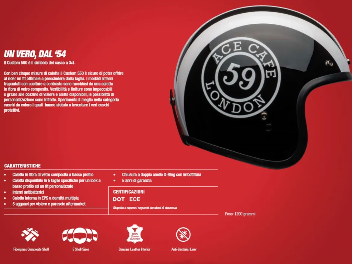 CASCO JET BELL CUSTOM 500 NERO OPACO ECE 06