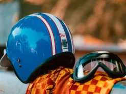 CASCO JET BELL CUSTOM 500 SIX DAY STEVE MCQUEEN BLU / BIANCO
