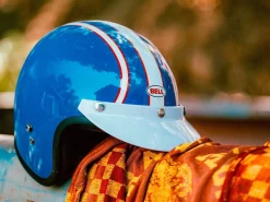 CASCO JET BELL CUSTOM 500 SIX DAY STEVE MCQUEEN BLU / BIANCO