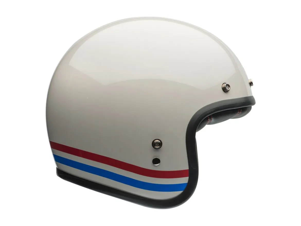 CASCO JET BELL CUSTOM 500 STRIPES BIANCO PERLATO ECE 06