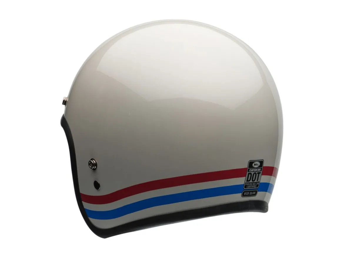 CASCO JET BELL CUSTOM 500 STRIPES BIANCO PERLATO ECE 06