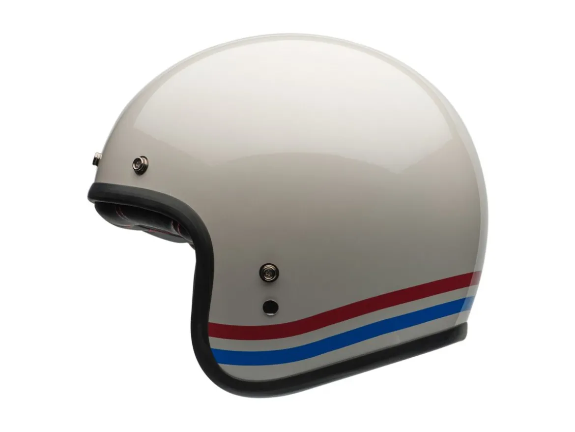 CASCO JET BELL CUSTOM 500 STRIPES BIANCO PERLATO ECE 06