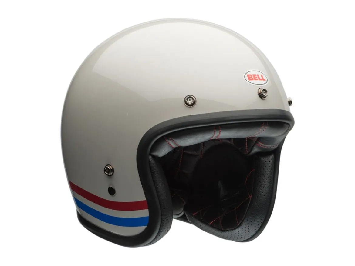 CASCO JET BELL CUSTOM 500 STRIPES BIANCO PERLATO ECE 06