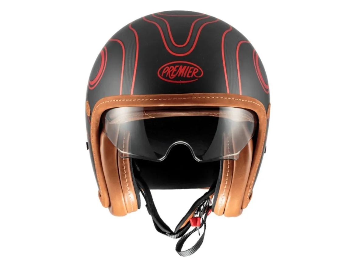 CASCO JET PREMIER VINTAGE PLATINUM EDIZIONE CARBON FR RED CHROMED ECE 22-06