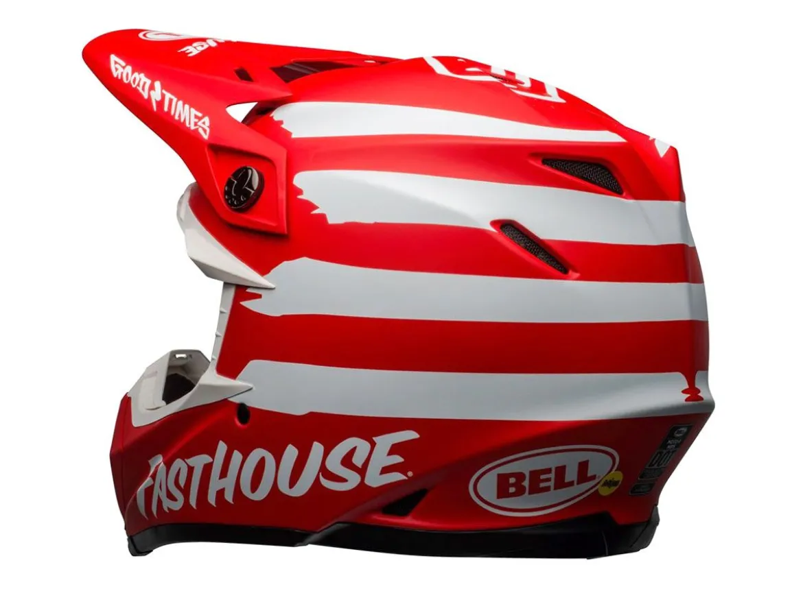 CASCO OFF ROAD BELL MOTO-9 MIPS FASTHOUSE SIGNIA ROSSO E BIANCO
