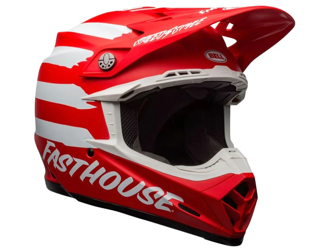 CASCO OFF ROAD BELL MOTO-9 MIPS FASTHOUSE SIGNIA ROSSO E BIANCO