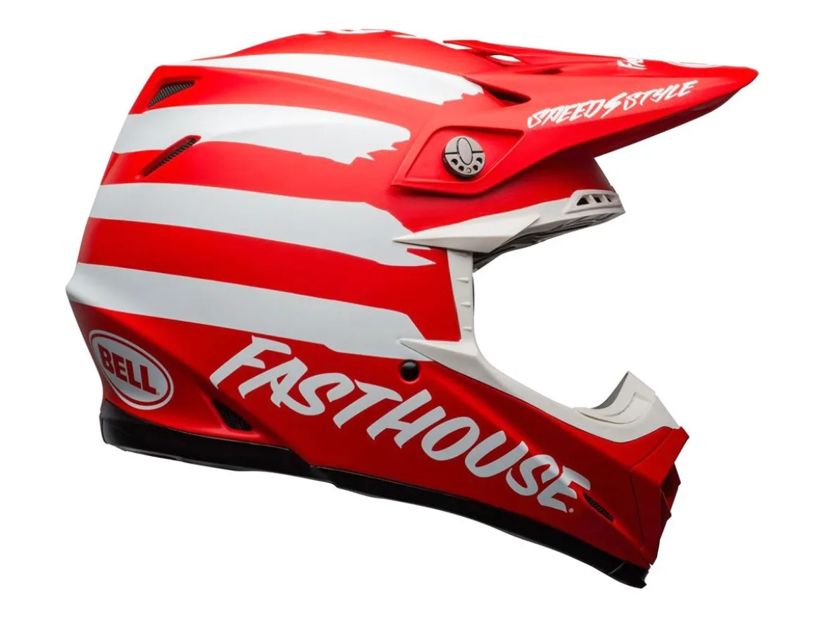 CASCO OFF ROAD BELL MOTO-9 MIPS FASTHOUSE SIGNIA ROSSO E BIANCO