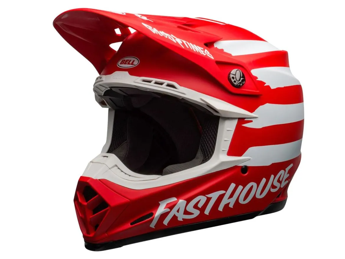 CASCO OFF ROAD BELL MOTO-9 MIPS FASTHOUSE SIGNIA ROSSO E BIANCO