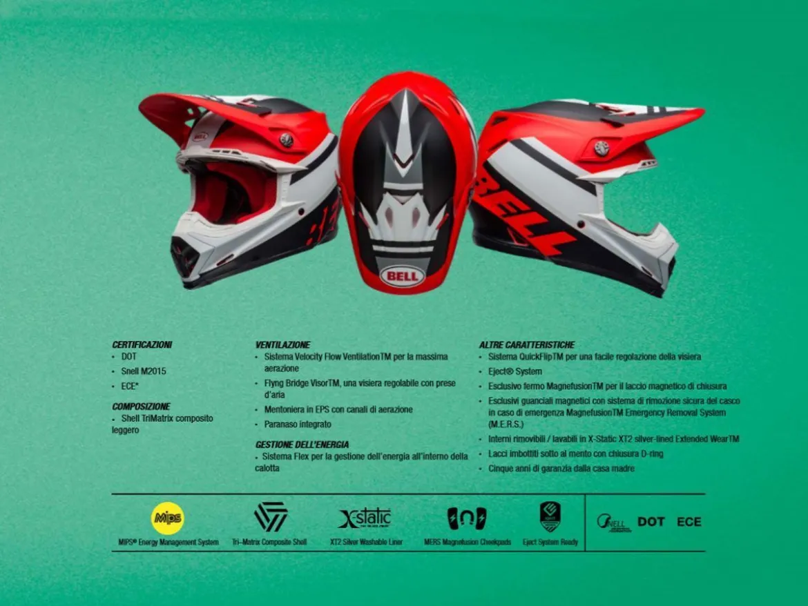 CASCO OFF ROAD BELL MOTO-9 MIPS LOUVER NERO E BIANCO