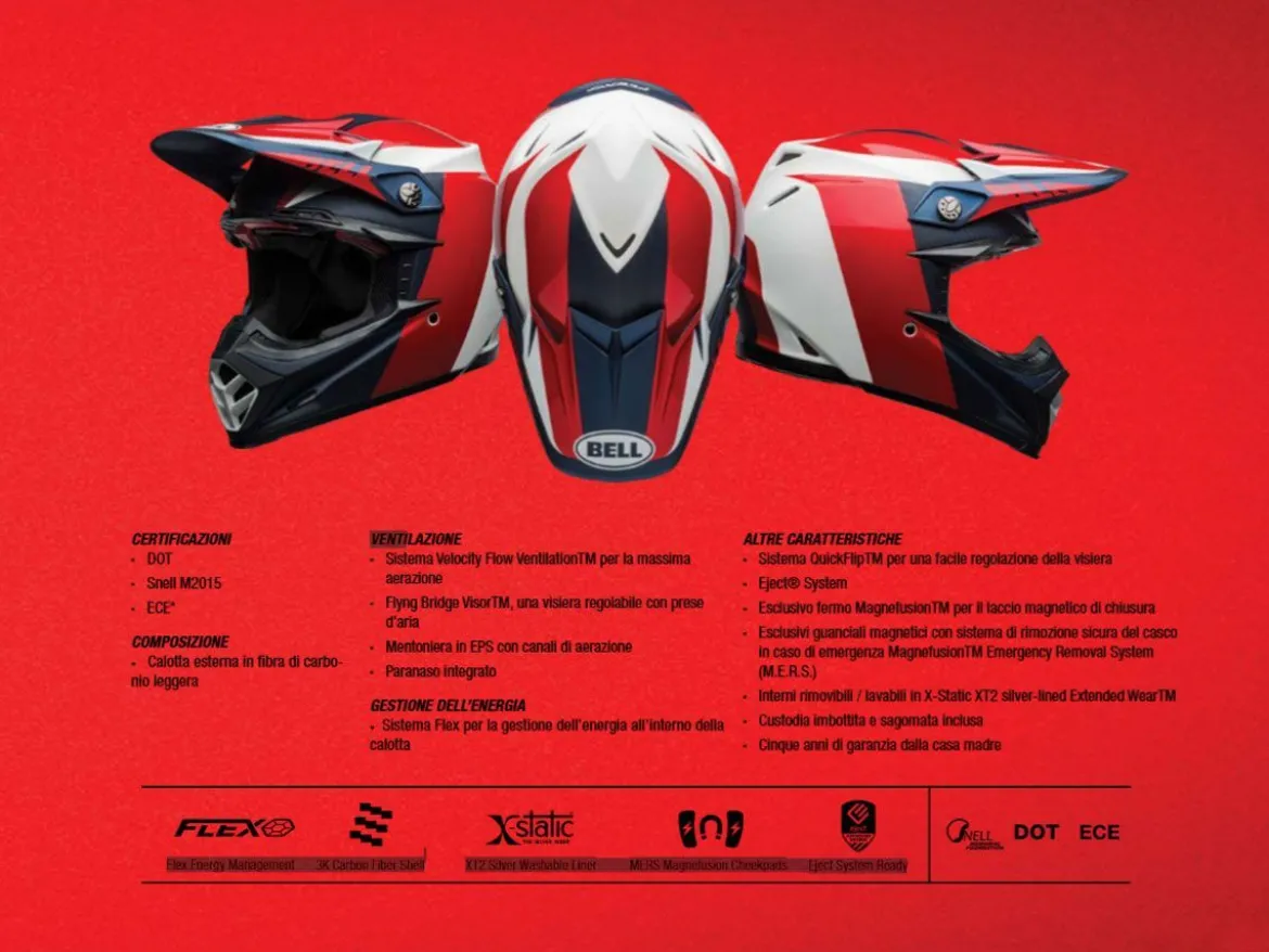 CASCO OFF ROAD BELL MOTO-9S FLEX SPRINT ROSSO E NERO OPACO