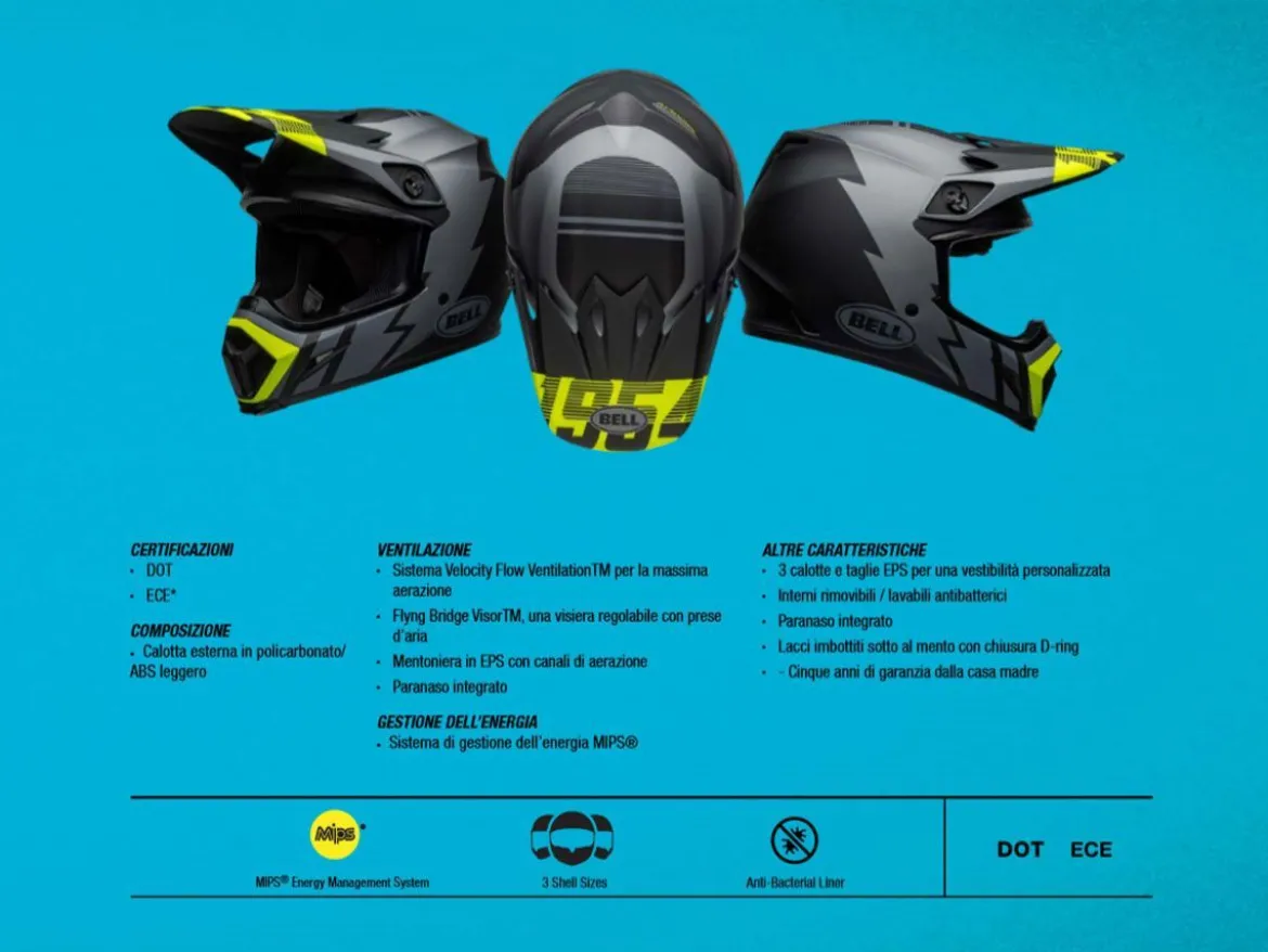 CASCO OFF ROAD BELL MX-9 MIPS DISRUPT NERO E ROSSO OPACO