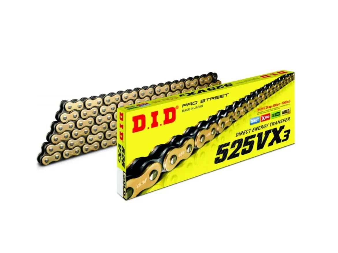 CATENA DID MODELLO VX3 116 MAGLIE PASSO 525 ORO-NERA