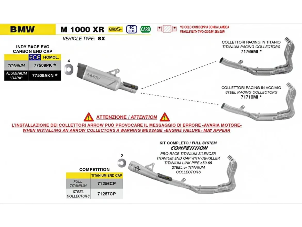 COLLETTORE RACING FULL TITANIO ARROW BMW M 1000 XR 2025-2026