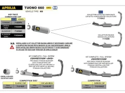 COLLETTORI RACING ACCIAIO INOX ARROW APRILIA TUONO 660 2021-2022