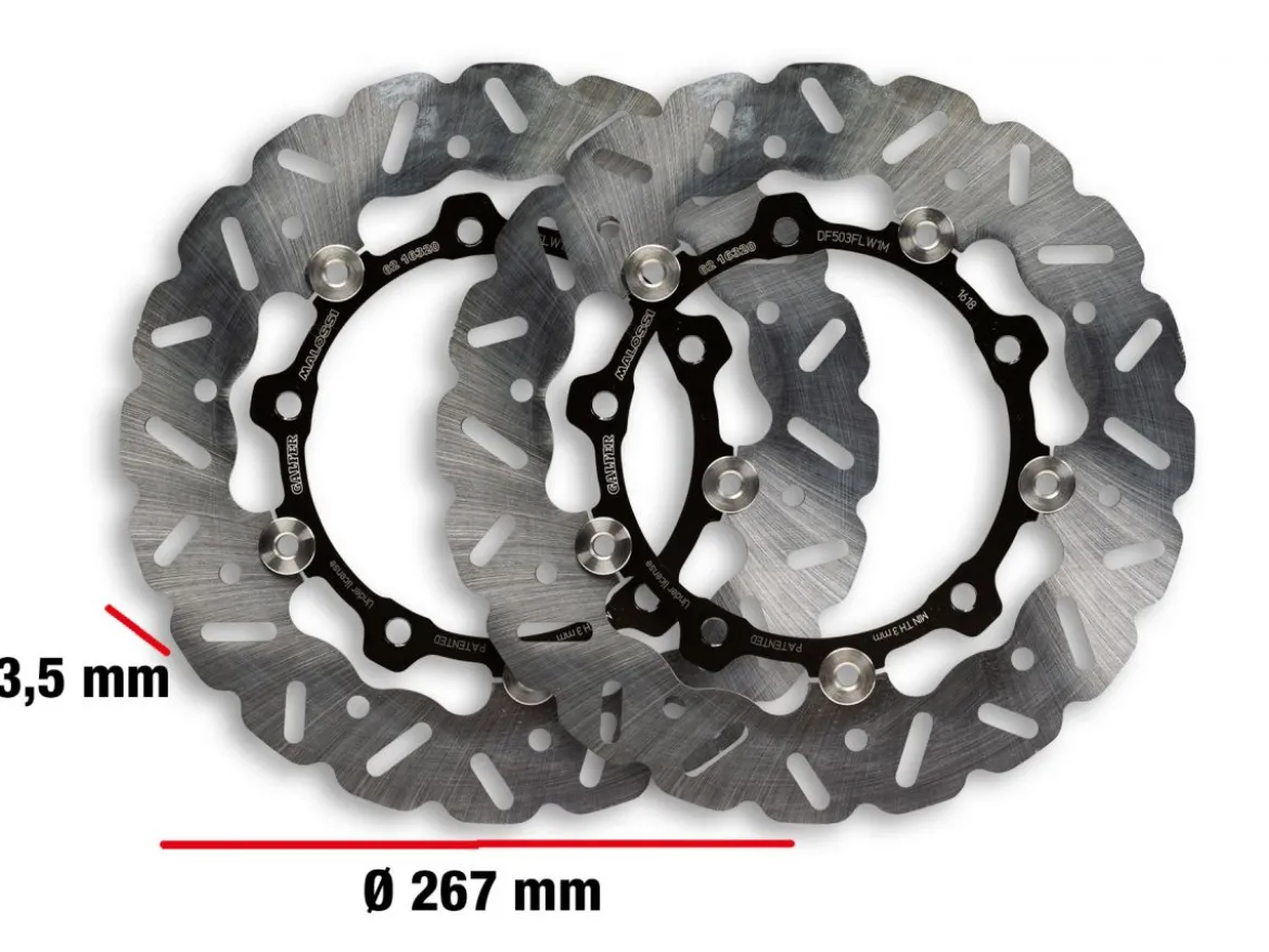 COPPIA DISCHI FRENO ANTERIORE WHOOP DISC ESTERNO 267-SPESSORE 3,5MM MALOSSI YAMAHA T MAX TECH MAX 560 IE 4T LC EURO 5 2020-2021