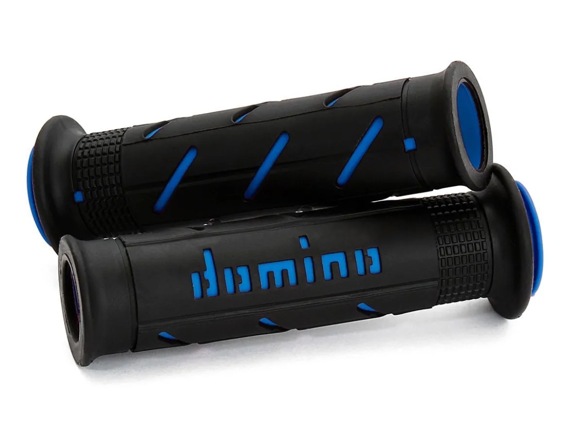 COPPIA MANOPOLE NERO/BLU ROAD-RACING DOMINO DIAMETRO 22-26 UNIVERSALI