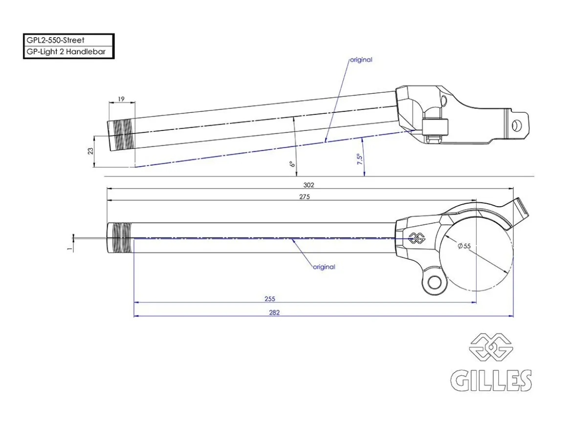 COPPIA SEMIMANUBRI GP-LIGHT2 55MM NERO GILLES TOOLING BMW S 1000 RR 2019-2025