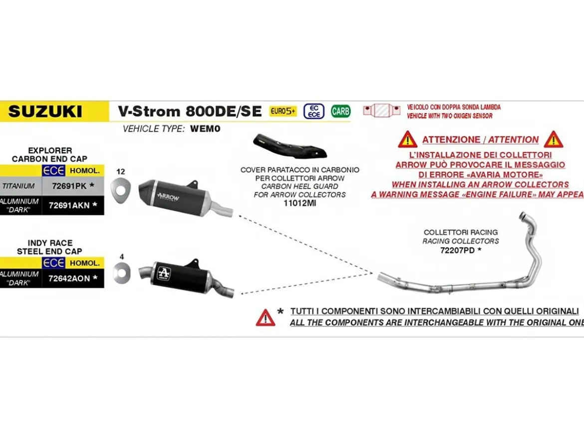 COVER PARATACCO CARBONIO ARROW SUZUKI V-STROM 800 DE / SE 2023-2025