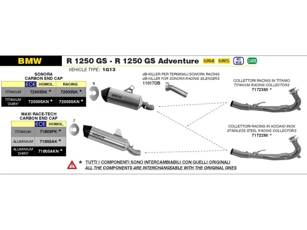 DB KILLER ARROW PER TERMINALE SONORA DIAMETRO 42 BMW R 1250 GS / ADV 2019-2023