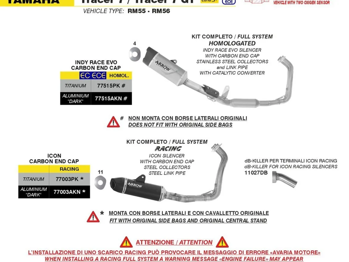 DB KILLER ARROW PER TERMINALE ICON YAMAHA TRACER 7 / GT 2025-2026