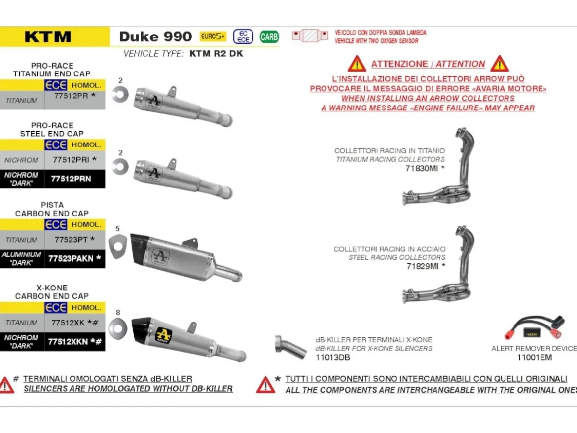 DB KILLER PER TERMINALE X-KONE ARROW KTM DUKE 990 2024-2026