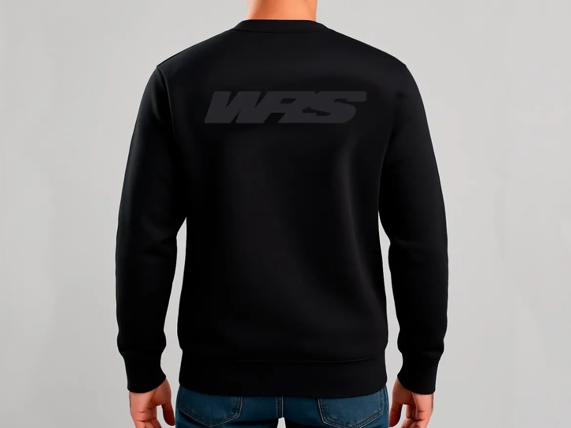 FELPA GIROCOLLO ORIGINALE WRS 100% COTONE LOGO NERO