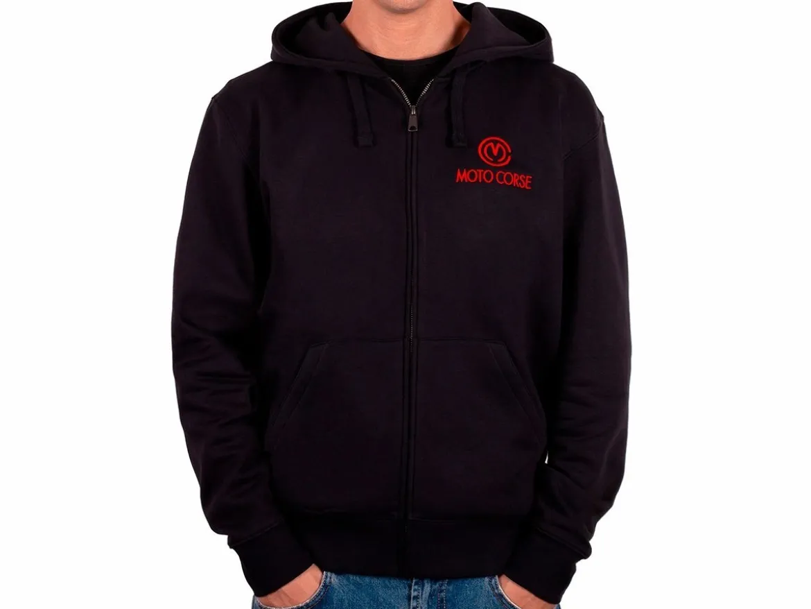 FELPA ORIGINALE MOTOCORSE 100% COTONE CON CAPPUCCIO E ZIP