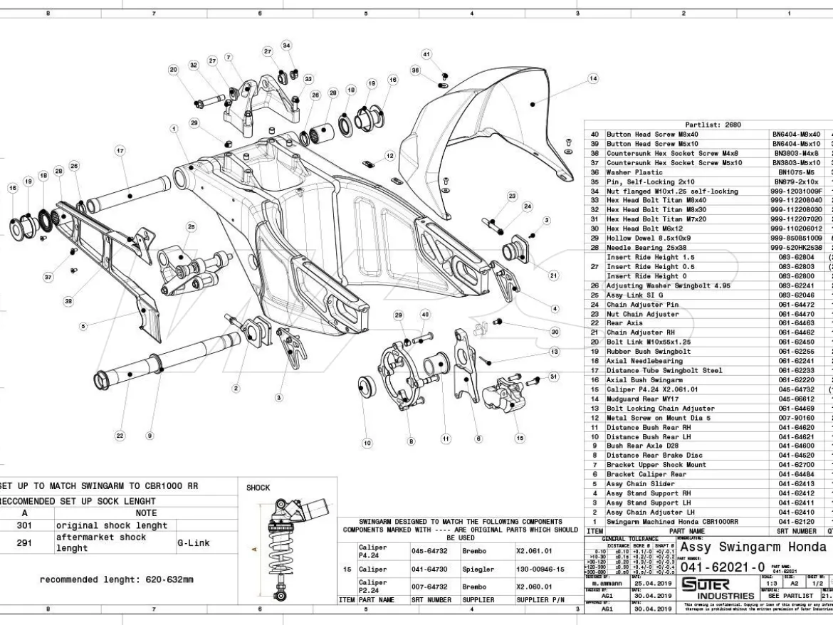 FORCELLONE POSTERIORE SUTER RACING HONDA CBR 1000 RR-R 2020-2026
