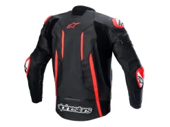 GIACCA PELLE FUSION ALPINESTARS NERO / ROSSO FLUO