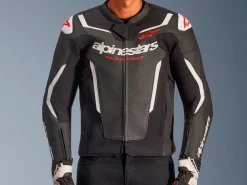 GIACCA PELLE GP FORCE V2 ALPINESTARS NERO / BIANCO