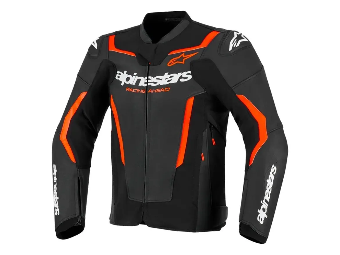 GIACCA PELLE GP FORCE V2 ALPINESTARS NERO / ROSSO FLUO