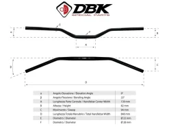 HAN01 MANUBRIO A SEZIONE VARIABILE 22/28MM DBK TRIUMPH STREET TRIPLE 765 R /RS /S 17-24