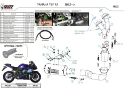 IMPIANTO COMPLETO MIVV MK3 CARBONIO YAMAHA R7 2022-2024